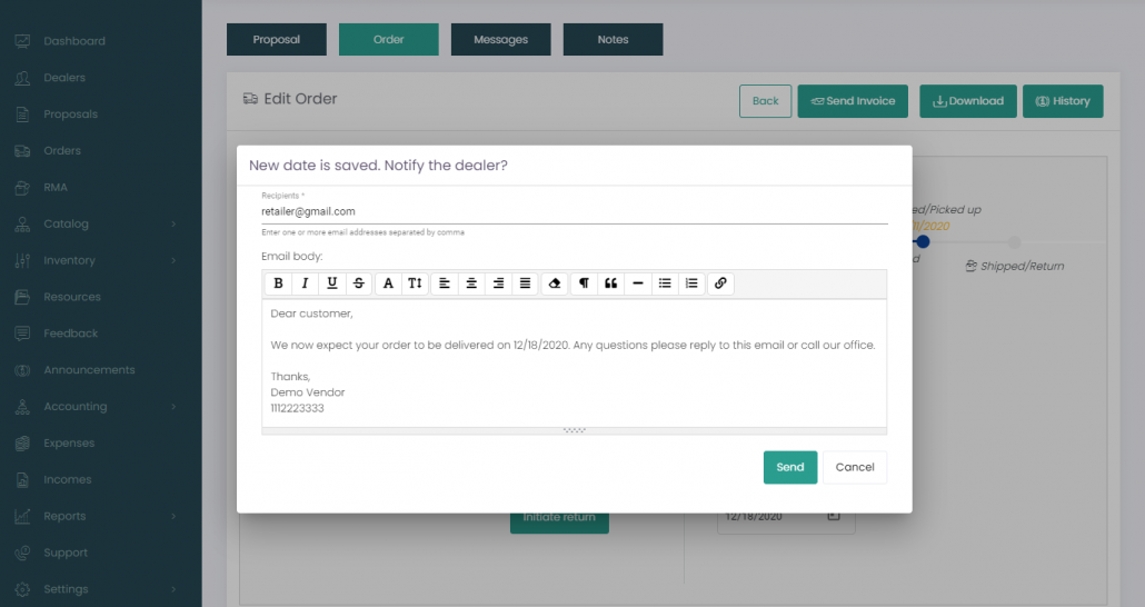 Improved Communication Between Manufacturers and Retailers with a New Type of Email