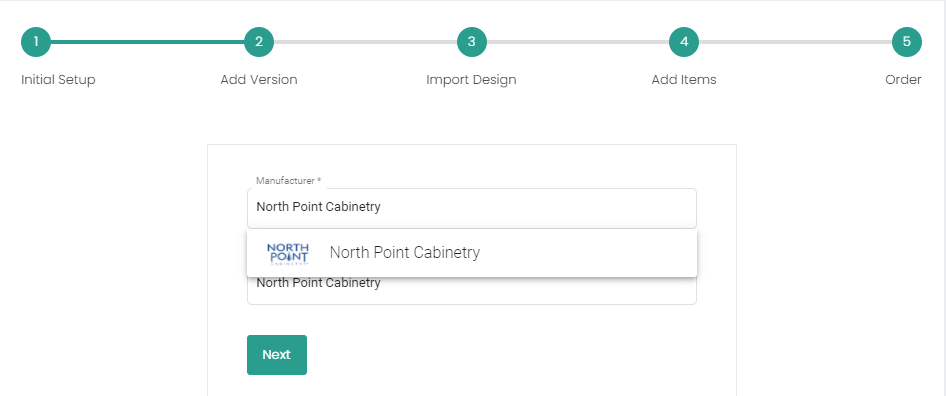 Selecting NorthPoint Cabinetry while creating a proposal