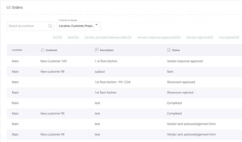 cabinet order tracking system
