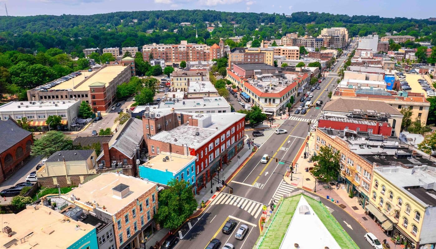 Aerial view of downtown Montclair, New Jersey