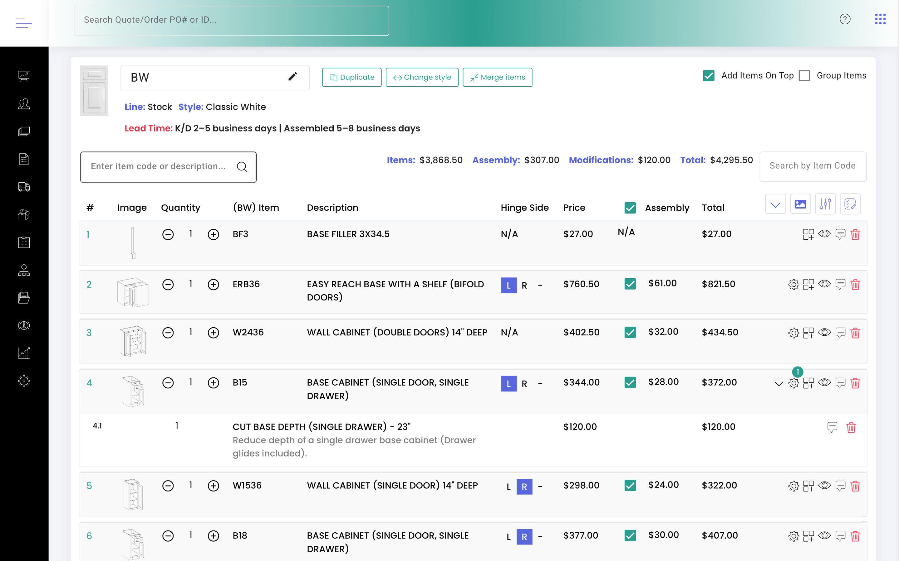 Quoting and ordering for your team and your dealers